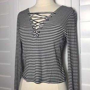 LF Emma & Sam Lace Up Striped Long Sleeve